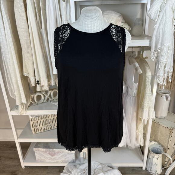 Lane Bryant size 18/20 black plus sz. sleeveless & lace top casual layering 4140 - Picture 1 of 10